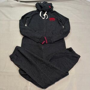 ROOTS Canada Fleece Hooded Onesie One Piece Jumpsuit Pajama Charcoal Men-M-5322